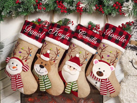 Personalized 3D Christmas Stockings, Custom Family Christmas Stockings, Holiday Decor, Embroidered Stockings With Name, Monogram Stocking