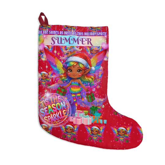 Discover Personalized Rainbow Christmas Stocking: Soft Fleece Holiday Decor