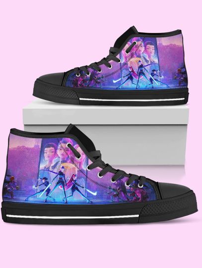 Discover Kpop Demon Hunters High-Top Shoes: Anime Rumi Converse Inspired Sneakers for Women, Men, and Kids