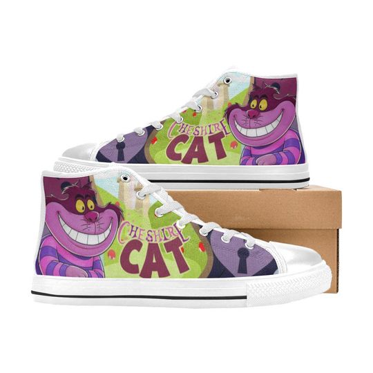 Discover Cheshire Cat Alice In Wonderland High Top Shoes Custom Canvas Sneakers for Kids & Adults