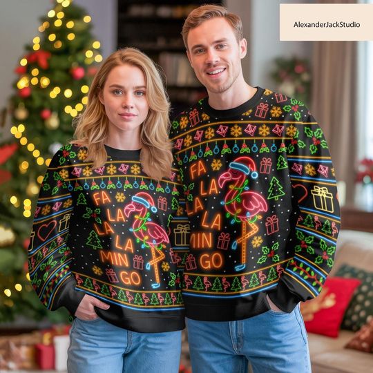 Discover Flamingo Ugly Christmas Sweater, Fa La La La Mingo Sweater, Holiday Xmas Gift For Men Women, Christmas Sweater Gift