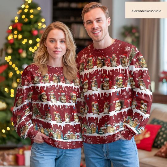 Discover Squirrel Ugly Christmas Sweater, Cute Animals Sweater, Fun Xmas Gift For Men Women, Winter Holiday Gift