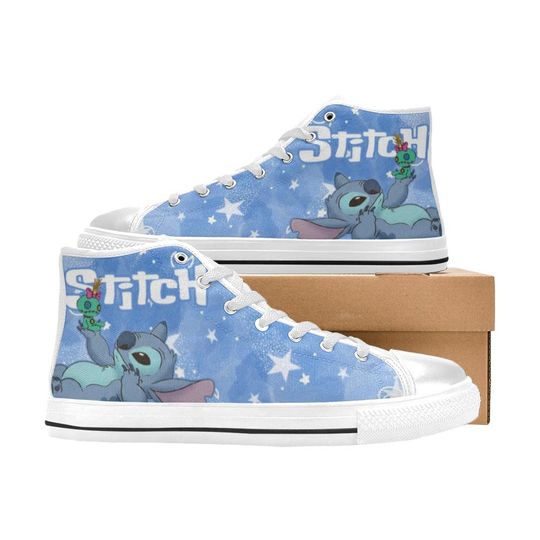 Discover Stitch High Top Shoes Custom Canvas Sneakers Unisex for Kids or Adults