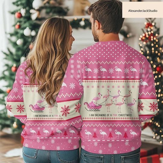 Discover Flamingo Ugly Christmas Sweater, Pink Xmas Sweater, Flamingo Holiday Gift Sweater for Men Women, Christmas Gift Idea