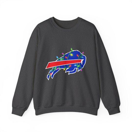 Buffalo Bills Christmas Lights Sweatshirt, Holiday Football Logo, Festive Football Sweater, Winter Sports Fan Pullover