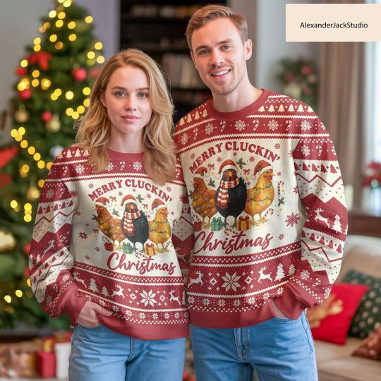 Discover Chicken Ugly Christmas Sweater, Merry Cluckin' Sweater, Hilarious Christmas Gift For Men Women, Xmas Holiday Gift
