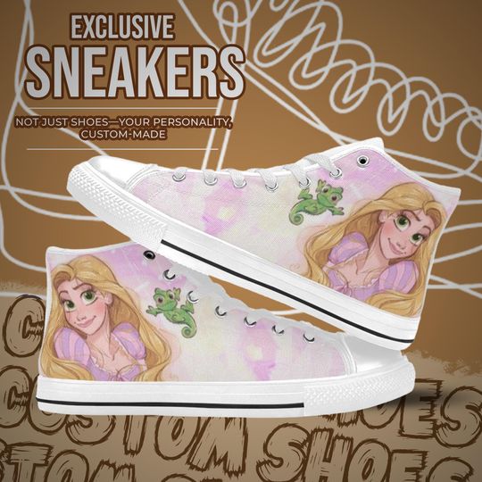 Discover Tangled Princess Rapunzel High Top Shoes Custom Canvas Sneakers