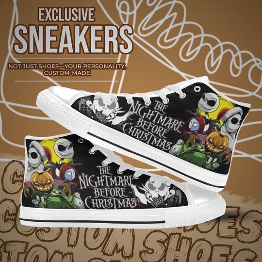 Discover The Nightmare Before Christmas High Top Shoes Custom Canvas Sneakers