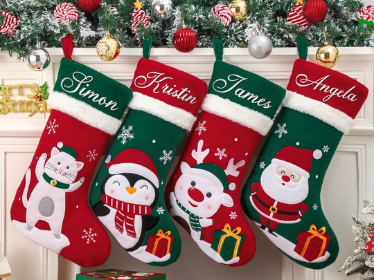 Discover Personalized 3D Family Christmas Stockings,2025 Embroidered Christmas Stocking, Stockings With Name,  Holiday Stocking Gift, Holiday Decor
