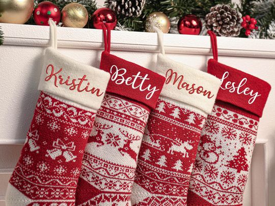 2025 Embroidered Christmas Stockings,Custom Stockings with Name,Monogram Stockings,Knitted Stockings,Holiday gift,Christmas Family Gifts