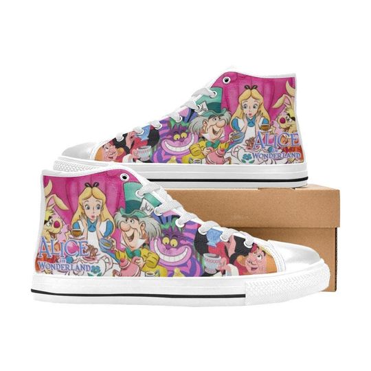 Discover Alice In Wonderland High Top Shoes Custom Canvas Sneakers for Kids and Adults
