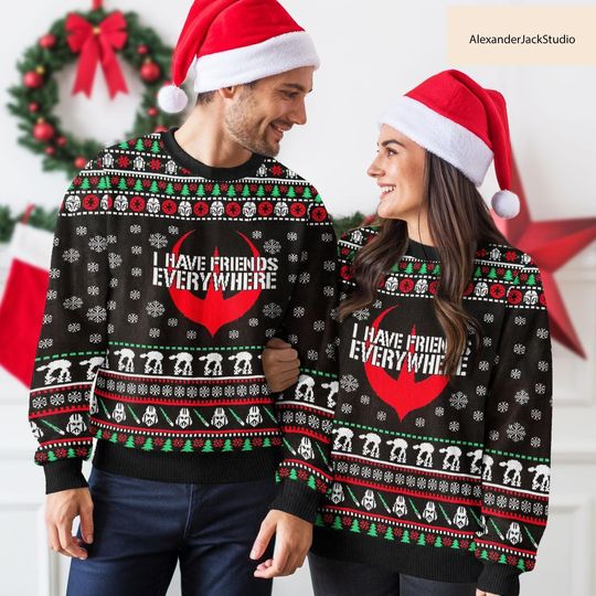 Star Wars Ugly Christmas Sweater, I Have Friends Everywhere Nerdy, Holiday Gift for Men Women