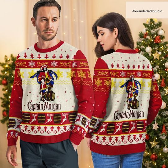 Captain Morgan Ugly Christmas Sweater, Pirate 3D Sweater, Holiday Gift for Men and Women