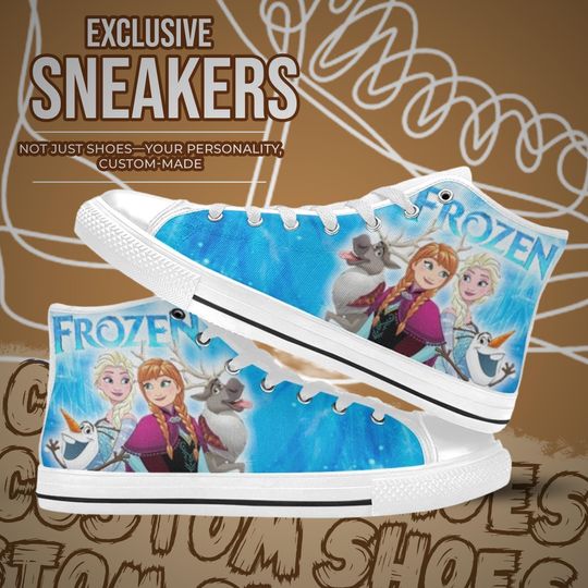 Discover Frozen Custom High Top Canvas Sneakers Personalized Shoes for Kids or Adults