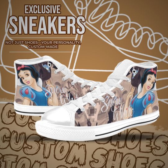 Snow White High Top Shoes Custom Canvas Sneakers