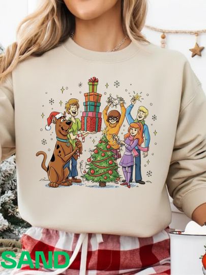 Discover Christmas Tree Scoofy Do.o and Friend Tee, Funny detective dog christmas, Cartoon Shirt, Dog, Merry Christmast