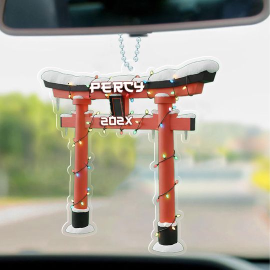 Discover Custom Name Fushimi Inari Shrine Torii Gate With Christmas Lights Ornament, Japan Christmas Tree Hanging Decor, Christmas Ornament NGWJ10