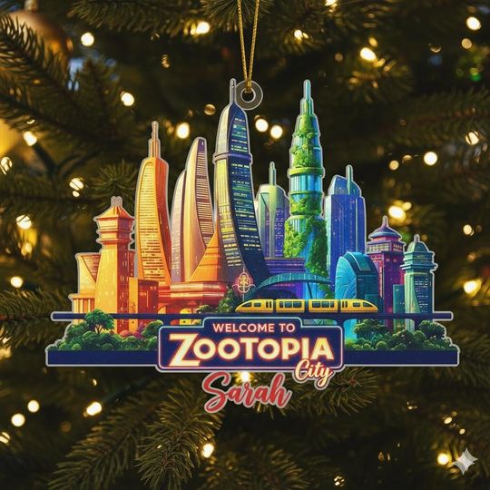 Discover Zootopia City Christmas Ornament, Personalized Acrylic or Wood Ornament, Custom Name Animal City Holiday Decor 2025 J-141125O05