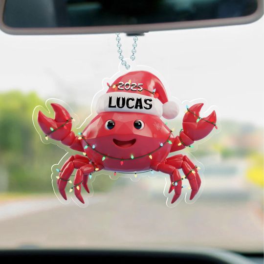 Discover Personalized Crab Christmas Ornament, Custom Name Sea Animal Decoration, Funny Holiday Gift for Ocean Lovers, 2D Flat Ornament NGXR26