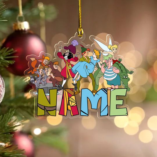 Personalized Peter Pan Christmas Ornament, Tinker Bell Customized 2025 Christmas Tree Decor