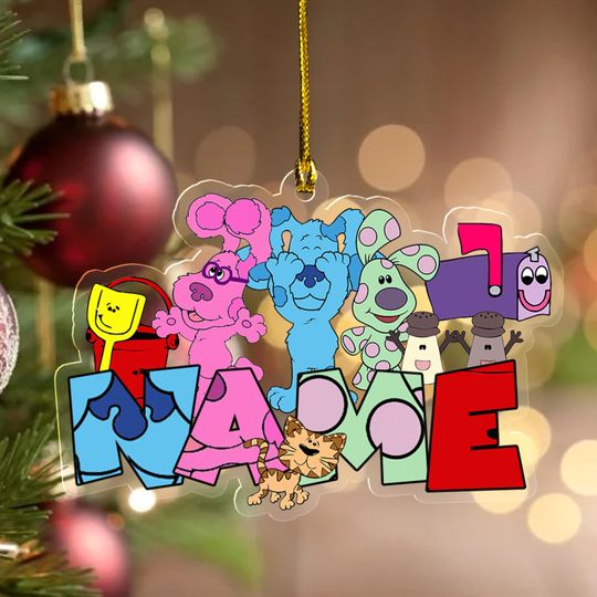 Discover Custom Name Blue Clue Movie Acrylic Ornament, Blue Clue Birthday Ornament