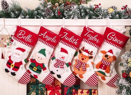 Personalized Christmas Stocking: 3D Gingerbread, Custom Name, Hand-Sewn