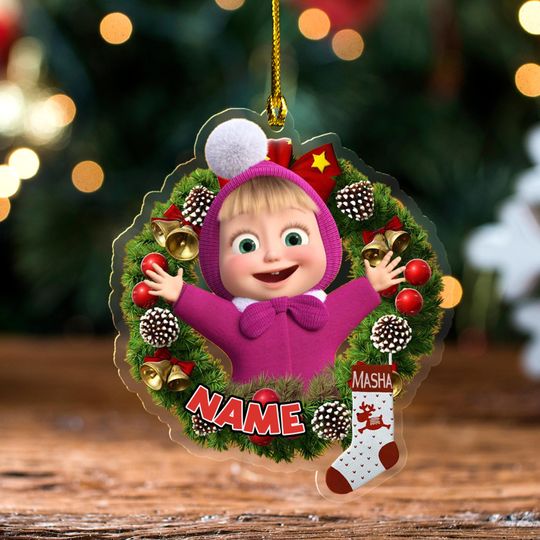 Discover Personalized Masha And The Bear Ornament, Personalized Masha Bear Gifts