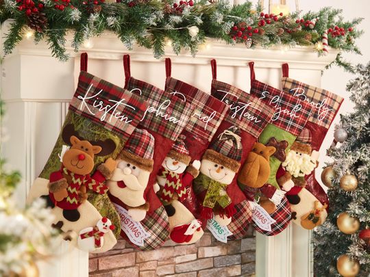 3D Christmas Stocking Personalized Plush Family Stockings Monogram Holiday Decoration Christmas Gifts