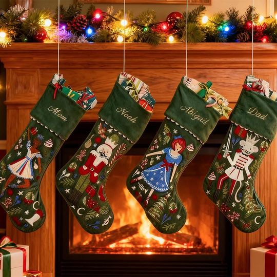 Discover Personalized Embroidered Name Xmas Stocking,Customize Classic Nutcracker Christmas Stocking,Xmas Stocking for Family,Christmas Decor