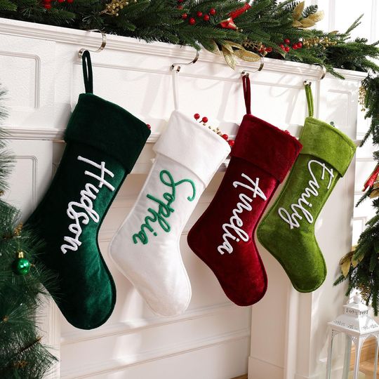 2025 Christmas Stockings,  Personalized Knitted Family Monogram Red Holiday Knit Tree Name Christmas Stockings Xmas Holiday Decor Gift