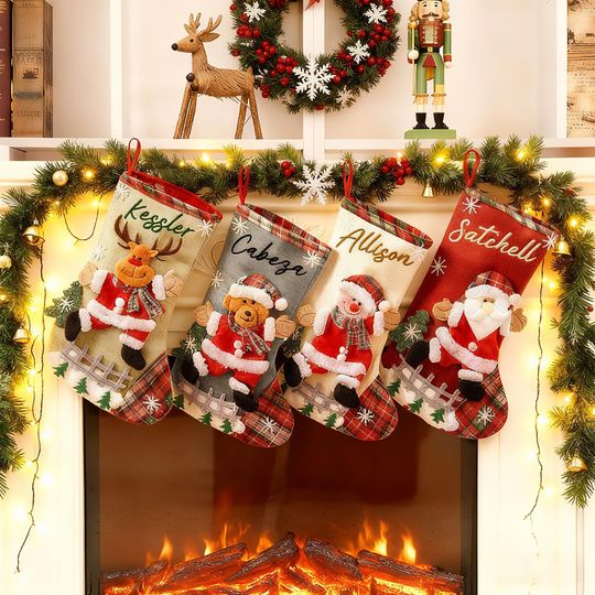 Discover Personalized Family Christmas Stockings, Custom Linen Holiday Decor