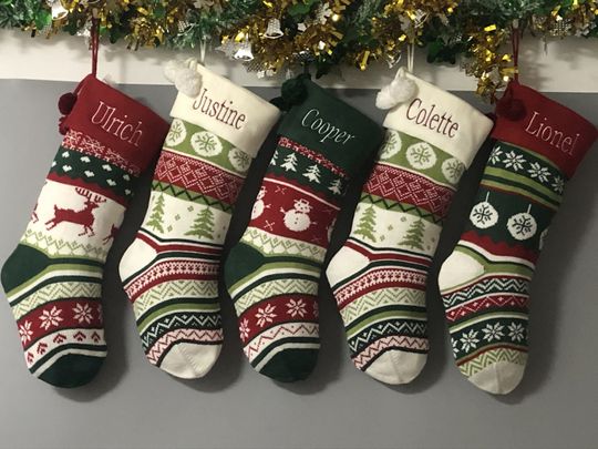Discover Personalized large knitting monogrammed christmas stockings holidays Decoration Traditional stockings-gift collection bag christmas ornament