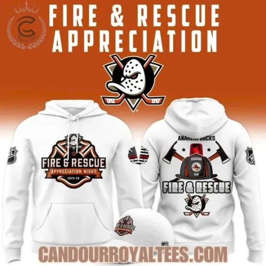 Anaheim Ducks 2025 Fire & Rescue Appreciation Night 3D Hoodie