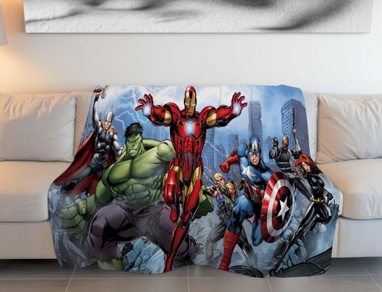 Discover Superhero Fleece Blanket, Comic Book Throw, Cozy Heroic Decor, Fan Gift Blanket, Pop Culture Home Accessory