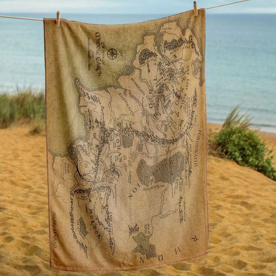 Discover Fantasy Map Fleece Blanket with Middle Earth Design for Home & Living