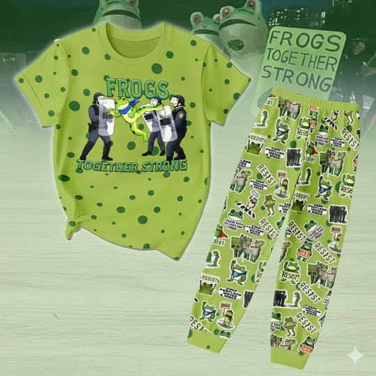 Discover Frog Cartoon Christmas Pajama Set Satin Holiday Sleepwear Fun Nightwear Gift For Teens, Cute Lounge Set for Relaxing