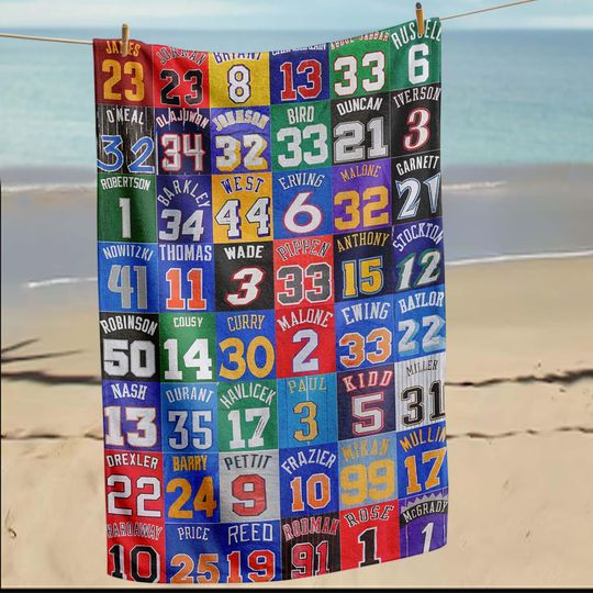 Discover Basketball Towel, Sports Fan Gift, Player Number Towel, Gym & Hoops Fan Towel, Iconic Basketball Towel