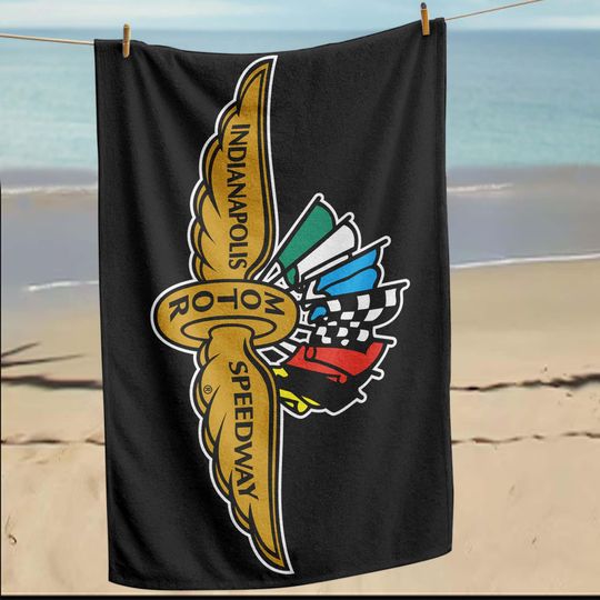Discover Indianapolis Racing Beach Towel, Checkered Flag Print, Motorsports Decor, Fast Car Theme, Auto Gift for Boys