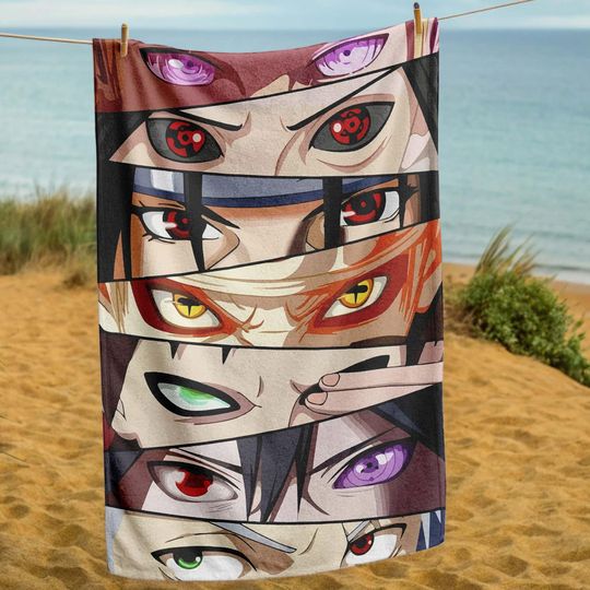 Discover Anime Eyes Beach Towel, Japanese Aesthetic Gift, Manga Fan Accessory, Anime Lover Towel, Stylish Personalized Beach Towel