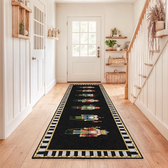 Discover Nutcracker Themed Rectangular Hallway Rug | Festive Entryway Runner | Holiday Decor Carpet | Unique Christmas Runner
