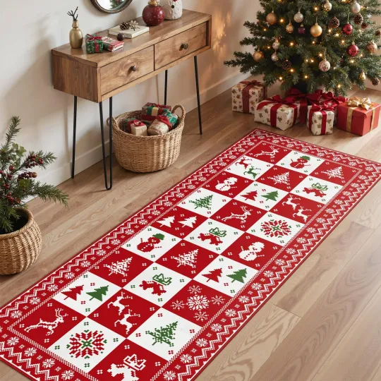 Discover Christmas Runner Rug 2x5 Washable Rug for Hallway Kitchen Bedroom, Christmas ...