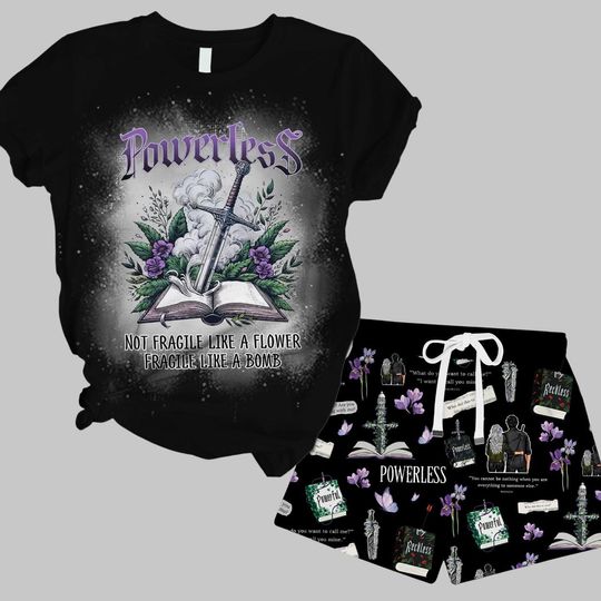 Discover Powerless Bookish Pajamas Set, Fearless Fan Shirt, Kai Azer I Love You Shorts, Romantic Quote Sleepwear