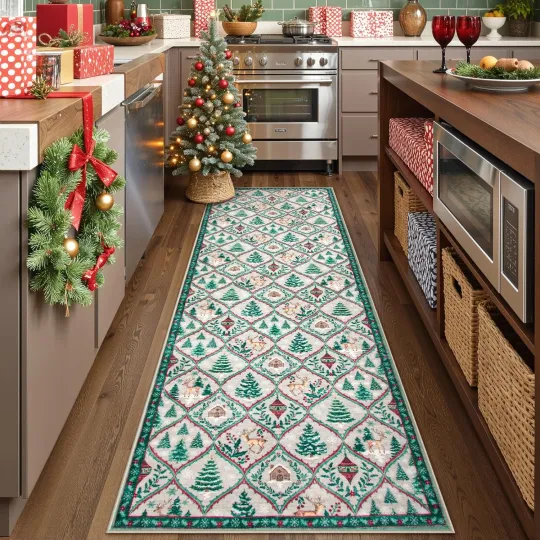 Christmas Reindeer Kitchen Runner Rug