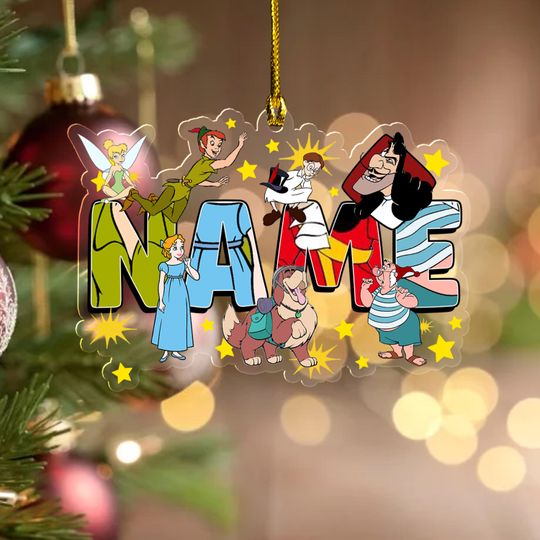 Personalized Peter Pan Christmas Ornament, Tinker Bell Customized 2024 Christmas Tree Decor