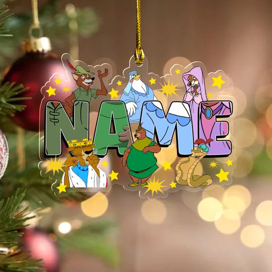 Personalized Robin Hood Christmas Ornament, Hero Fox Alphabet Xmas Tree Hanging Decor