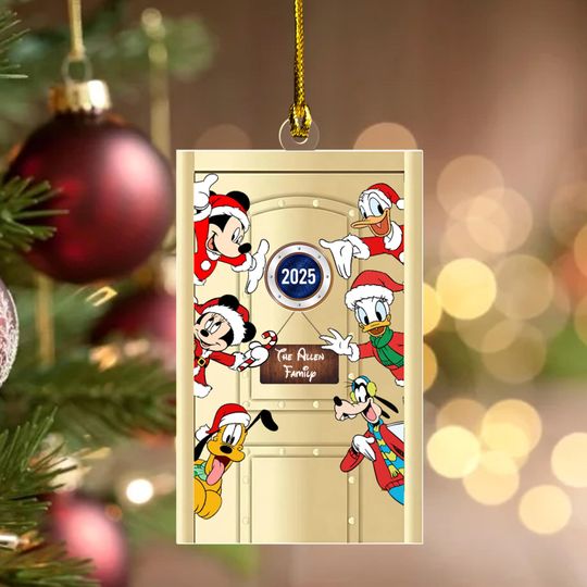 Discover Custom Name & Stateroom Door Number Disney Cruise Line Ornament, Mickey and friends Cruise trip Door Ornament, Family Name Xmas D2NG08