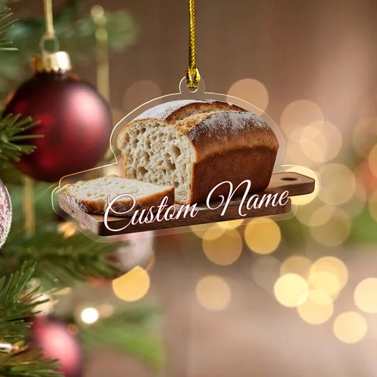 Custom Name Sourdough Bread Christmas Ornament, Flat 2d Ornament