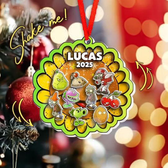 Discover Personalized Plants Vs Zombies Christmas Shaker Ornament, Custom Boy Girl Cartoon Ornament, Birthday Gift for Son Daughter NGW316
