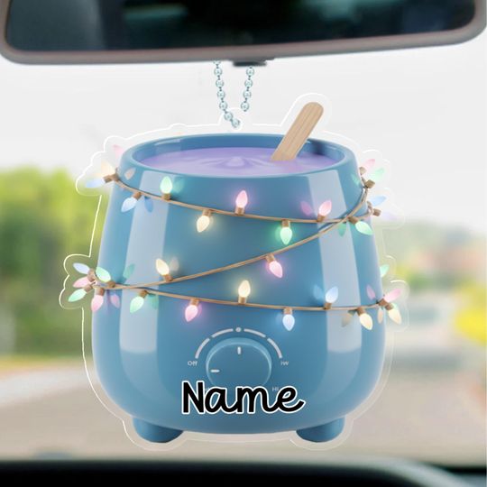 Custom Wax Warmer 2D FLAT Ornament, Personalized Esthetician Xmas Decoration