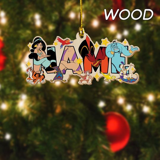 Discover Personalized Alladin Christmas Ornament, Disney Aladdin Jasmine Genie Customized 2025 Christmas Tree Decor, Disney Cartoon Xmas Gift NFX201